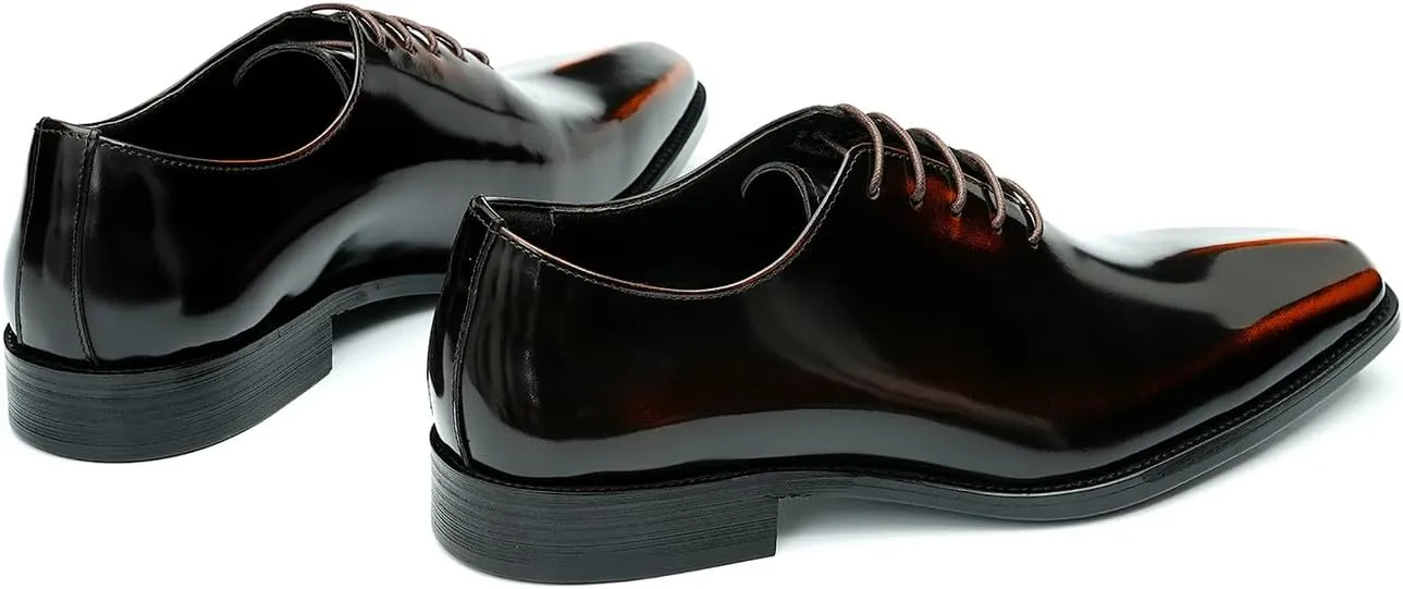 Santimon Mens Oxfords Formal Dress Shoes Fashion Prom Wedding Derby Business Tuxedo Patent Leather Whole Cut Oxfords Shoes for Men