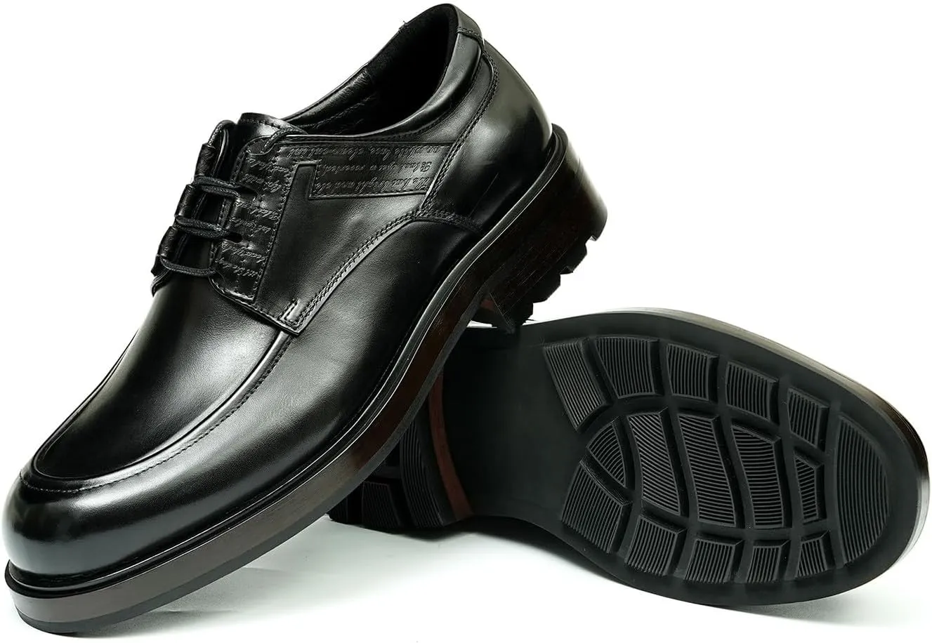 Santimon Mens Oxfords Shoes Formal Dress Derby Genunie Leather Plain Toe Modern Suit Shoes Men's Fashion Lightweight Prom Wedding Tuxedo Business Causal Comfortable Shoes