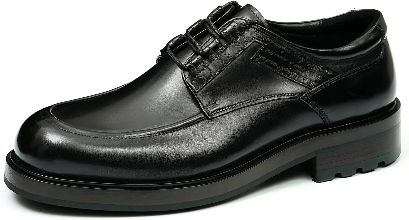 Santimon Mens Oxfords Shoes Formal Dress Derby Genunie Leather Plain Toe Modern Suit Shoes Men's Fashion Lightweight Prom Wedding Tuxedo Business Causal Comfortable Shoes