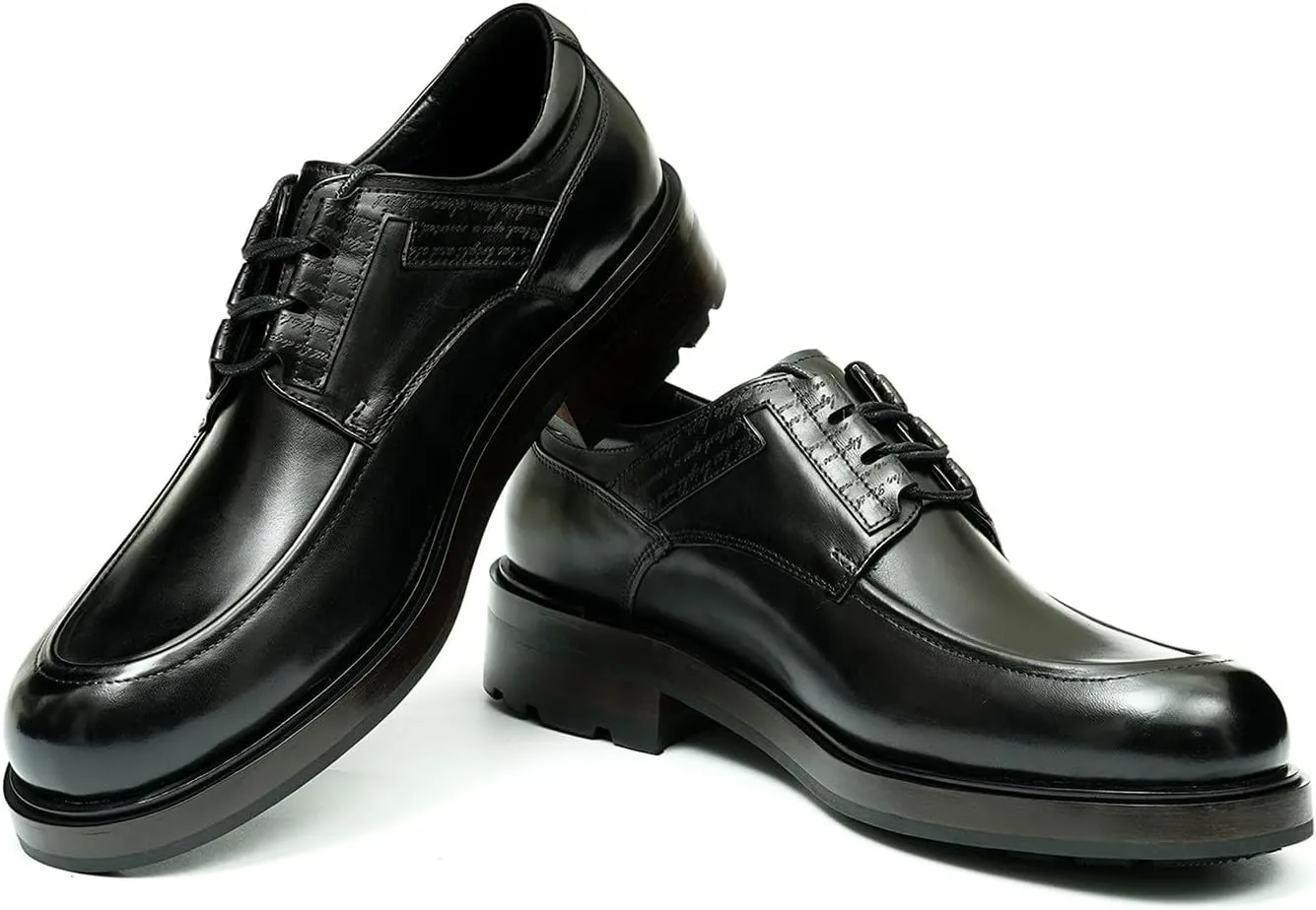 Santimon Mens Oxfords Shoes Formal Dress Derby Genunie Leather Plain Toe Modern Suit Shoes Men's Fashion Lightweight Prom Wedding Tuxedo Business Causal Comfortable Shoes