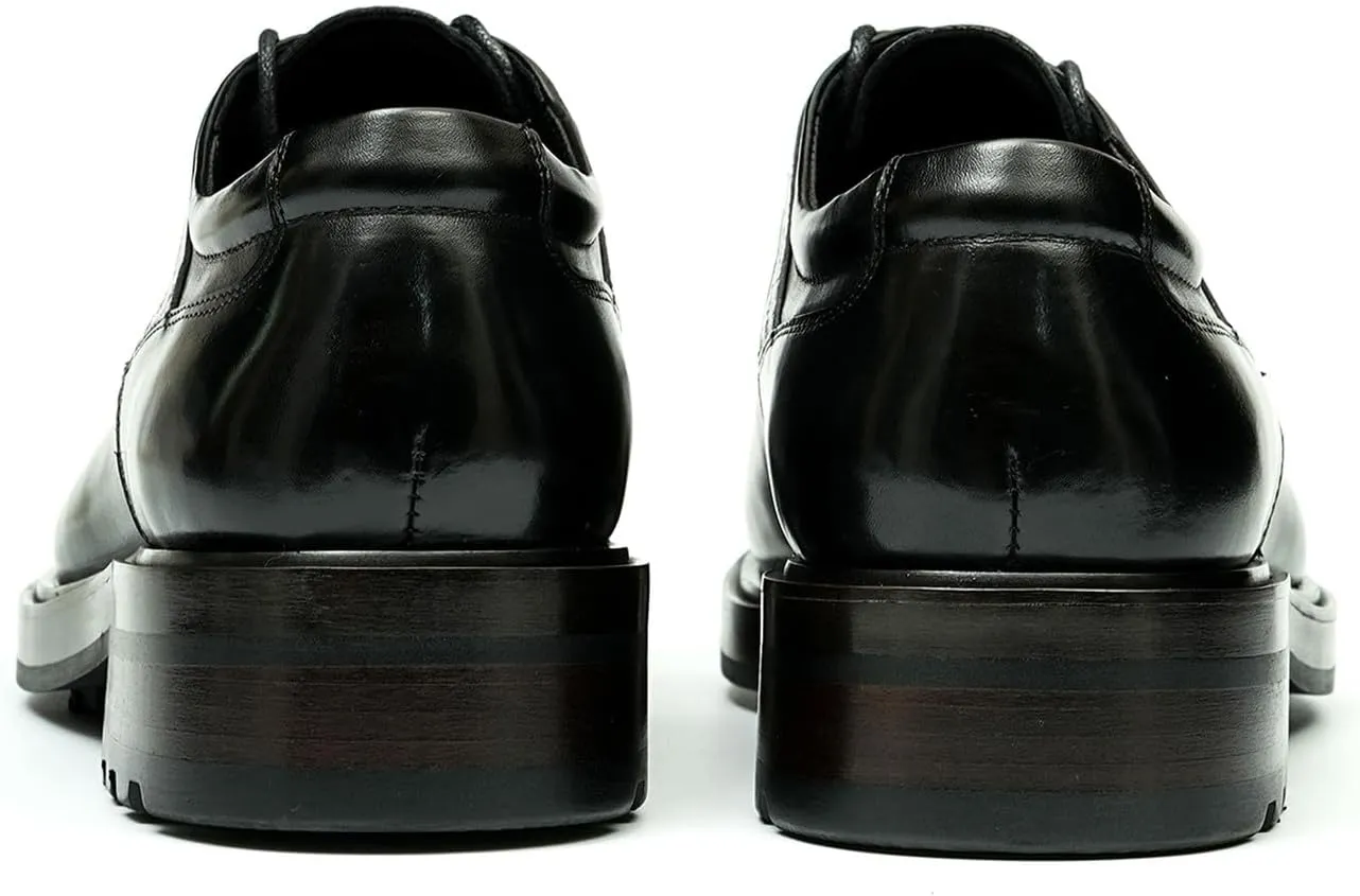 Santimon Mens Oxfords Shoes Formal Dress Derby Genunie Leather Plain Toe Modern Suit Shoes Men's Fashion Lightweight Prom Wedding Tuxedo Business Causal Comfortable Shoes