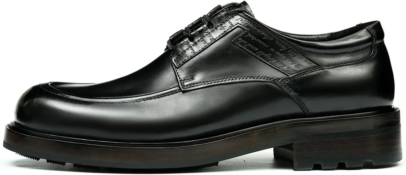 Santimon Mens Oxfords Shoes Formal Dress Derby Genunie Leather Plain Toe Modern Suit Shoes Men's Fashion Lightweight Prom Wedding Tuxedo Business Causal Comfortable Shoes