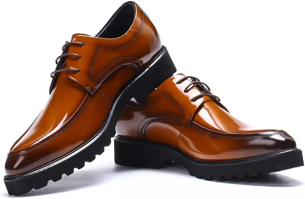 Santimon Men's Wingtip Oxfords Formal Dress Leather Derby Business Prom Wedding Fashion Casual Walking Shoes for Men