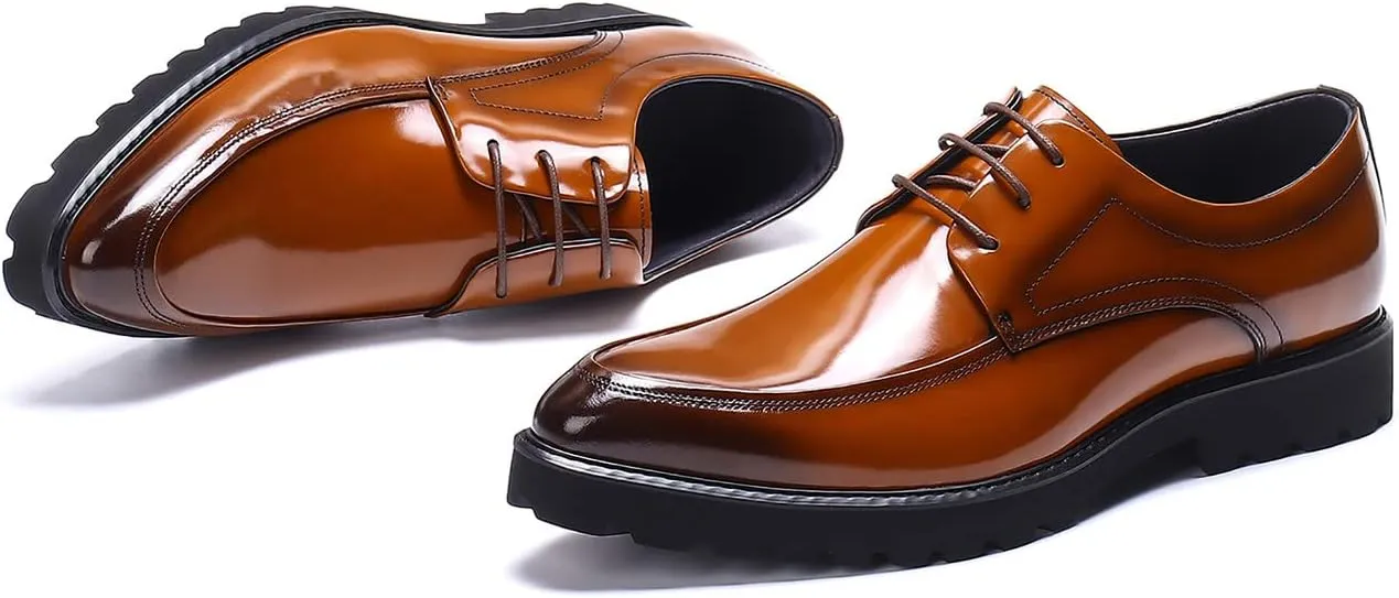 Santimon Men's Wingtip Oxfords Formal Dress Leather Derby Business Prom Wedding Fashion Casual Walking Shoes for Men