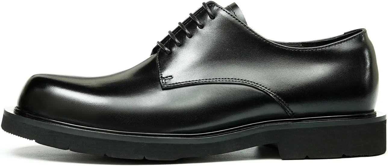 Santimon Oxfords Shoes for Men Formal Dress Derby Genunie Leather Plain Toe Modern Suit Shoes Men's Fashion Lightweight Prom Wedding Tuxedo Business Causal Comfortable Shoes