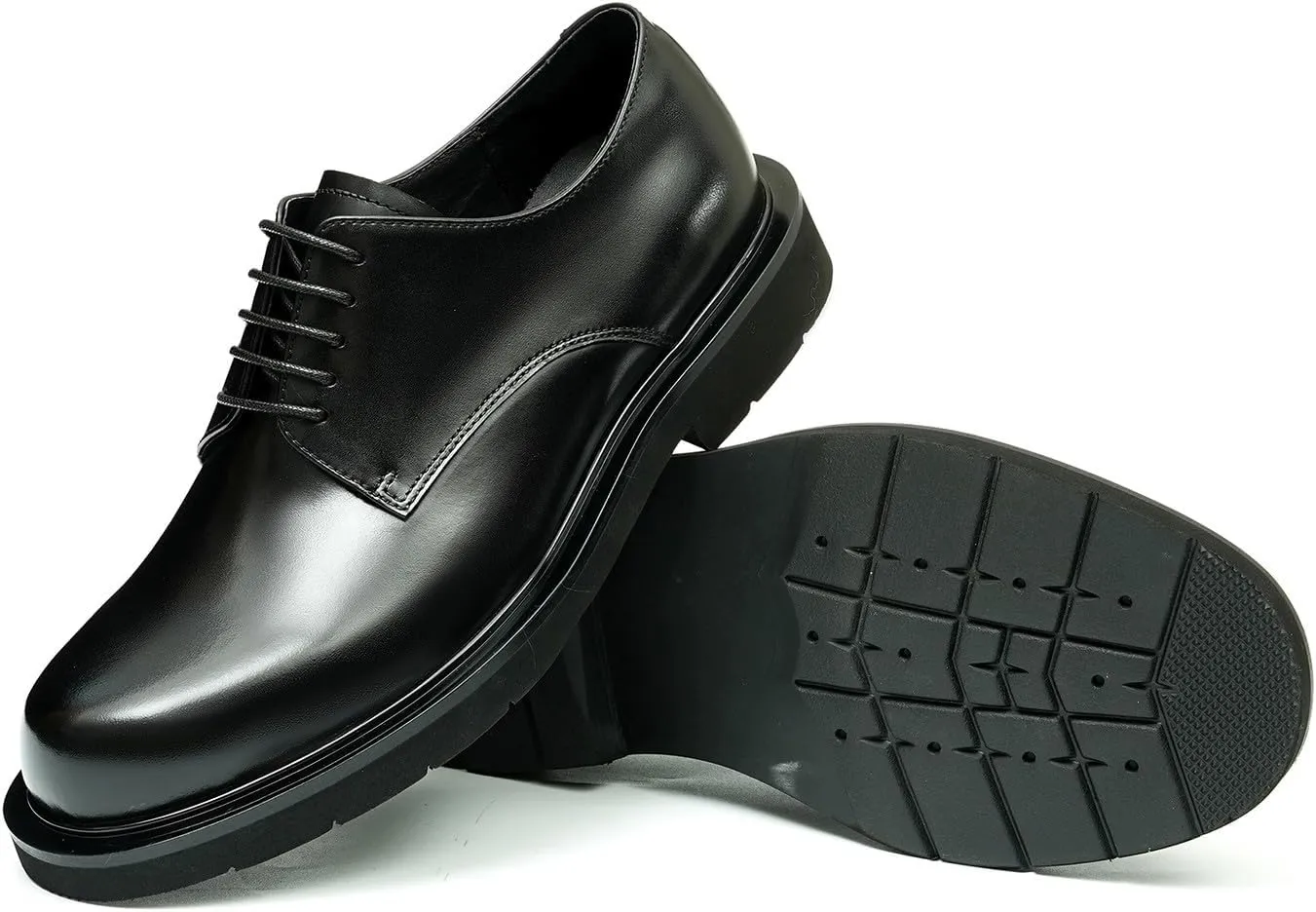 Santimon Oxfords Shoes for Men Formal Dress Derby Genunie Leather Plain Toe Modern Suit Shoes Men's Fashion Lightweight Prom Wedding Tuxedo Business Causal Comfortable Shoes