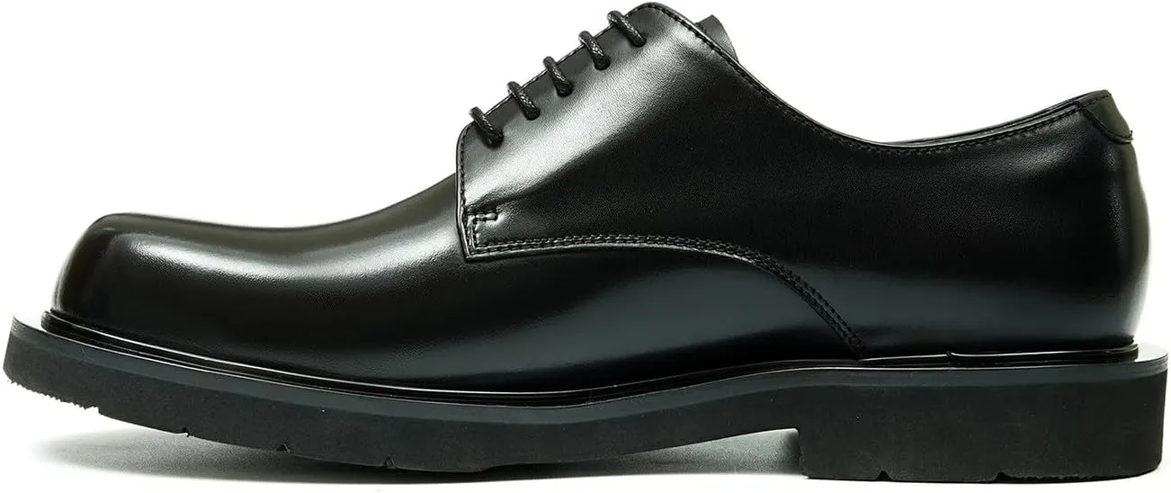 Santimon Oxfords Shoes for Men Formal Dress Derby Genunie Leather Plain Toe Modern Suit Shoes Men's Fashion Lightweight Prom Wedding Tuxedo Business Causal Comfortable Shoes