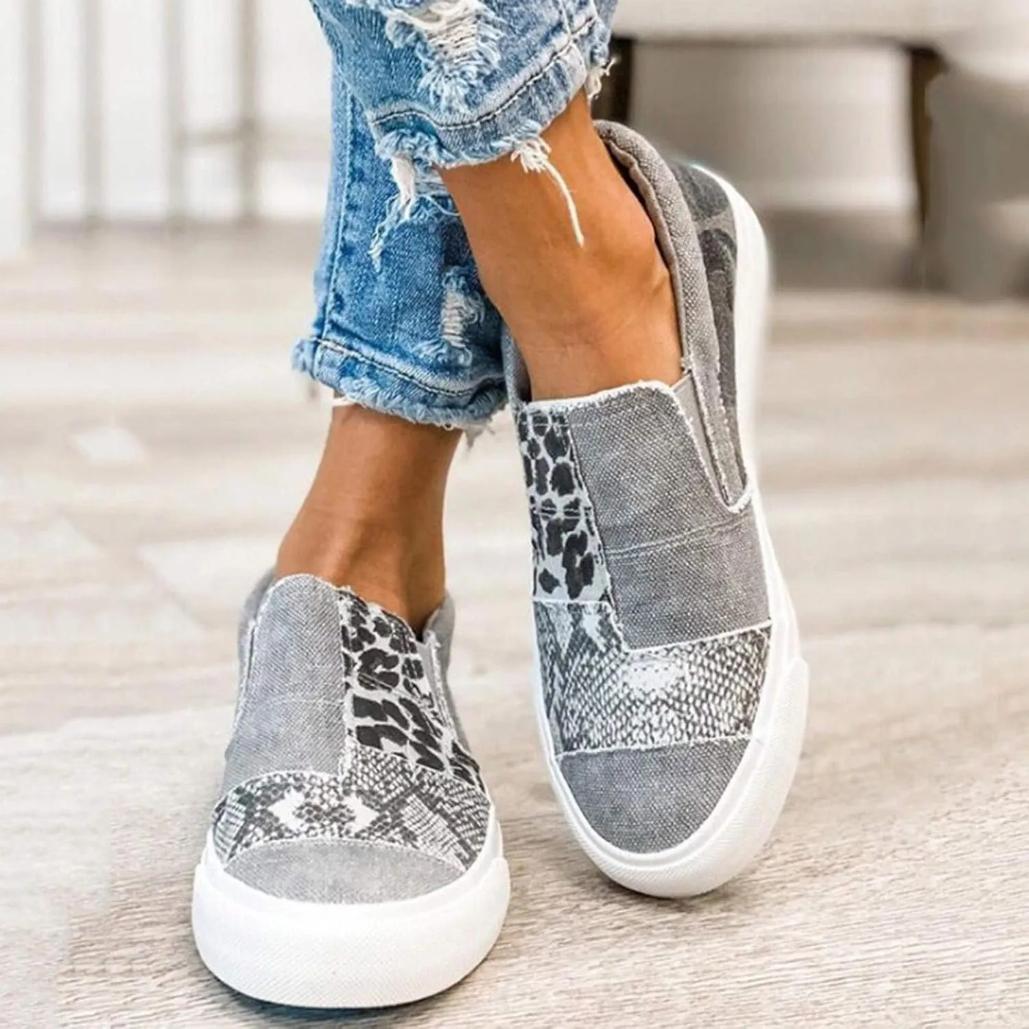 SBGMoSJ Extra Wide Women Walking Sneakers Size 8 X Wide Fall Dress Shoes for Women 2023 Comfy Walking Shoes for Women Slip Ons Womens Black Sneakers Size 9.5 Wide Zapatillas Sin Cordones para Mujer