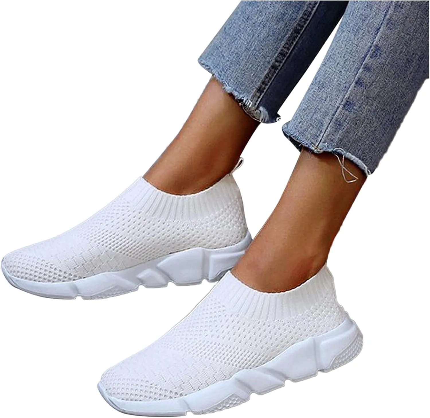 SBGMoSJ Women's Sneakers Size 9 Slip On Non Slip Nurse Shoes for Women Womens Slip On Shoes Wide White High Top Sneakers for Women Slip On Sneakers Woman