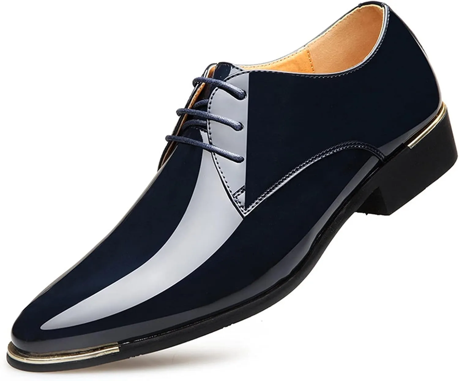 Single Season Shoes Dress Oxford for Men Lace Up Derby Shoes Round Toe Faux Leather Rubber Sole Block Heel Slip Resistant Anti-Slip Wedding Very Popular Among Young People