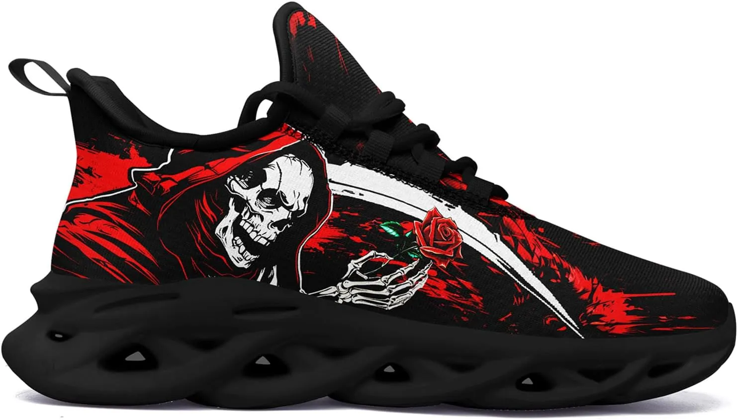Skull Road Running Shoes for Men Women Athletic Cushioned Durable Sport Tennis Shoes Cool Scythe Cross-Training Sneakers