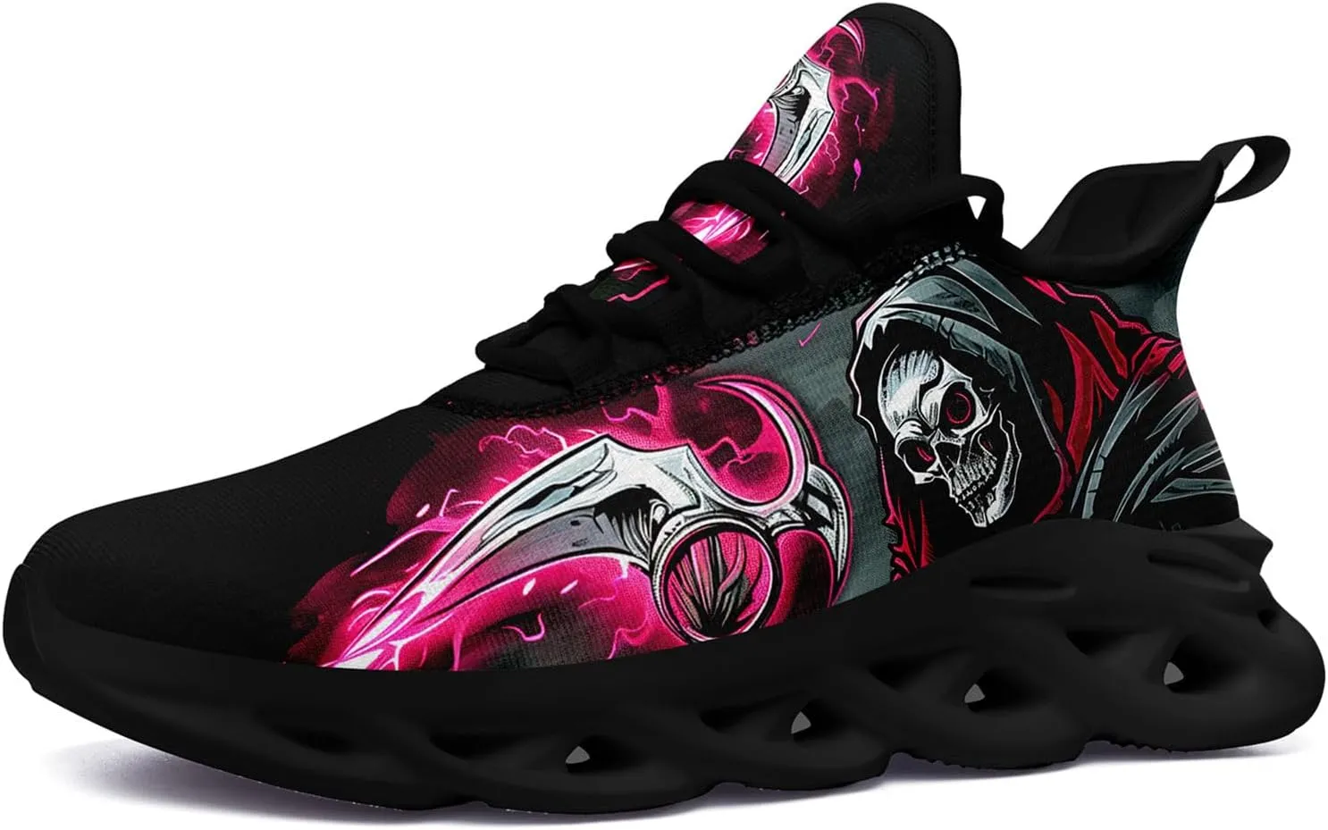 Skull Road Running Shoes for Men Women Athletic Cushioned Durable Sport Tennis Shoes Cool Scythe Cross-Training Sneakers