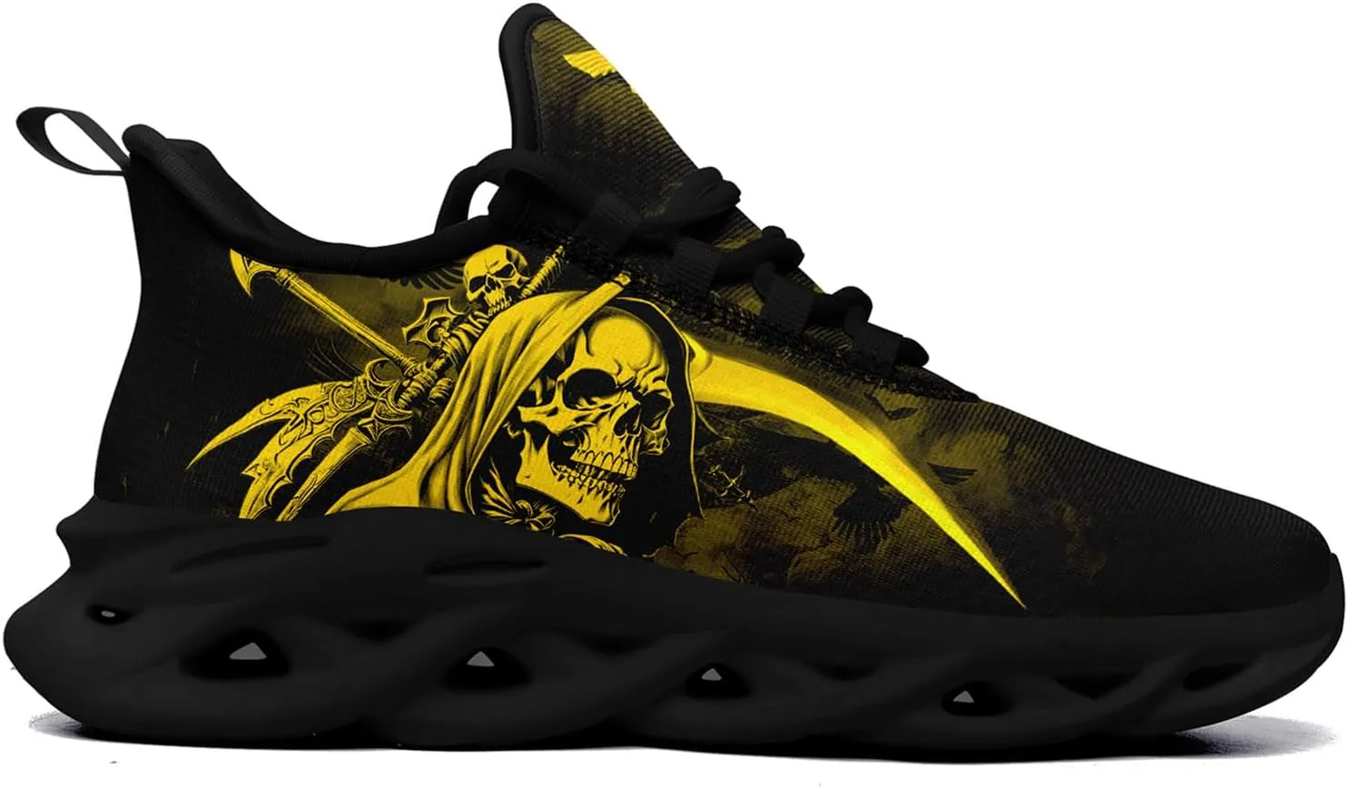 Skull Road Running Shoes for Men Women Athletic Cushioned Durable Sport Tennis Shoes Cool Scythe Cross-Training Sneakers