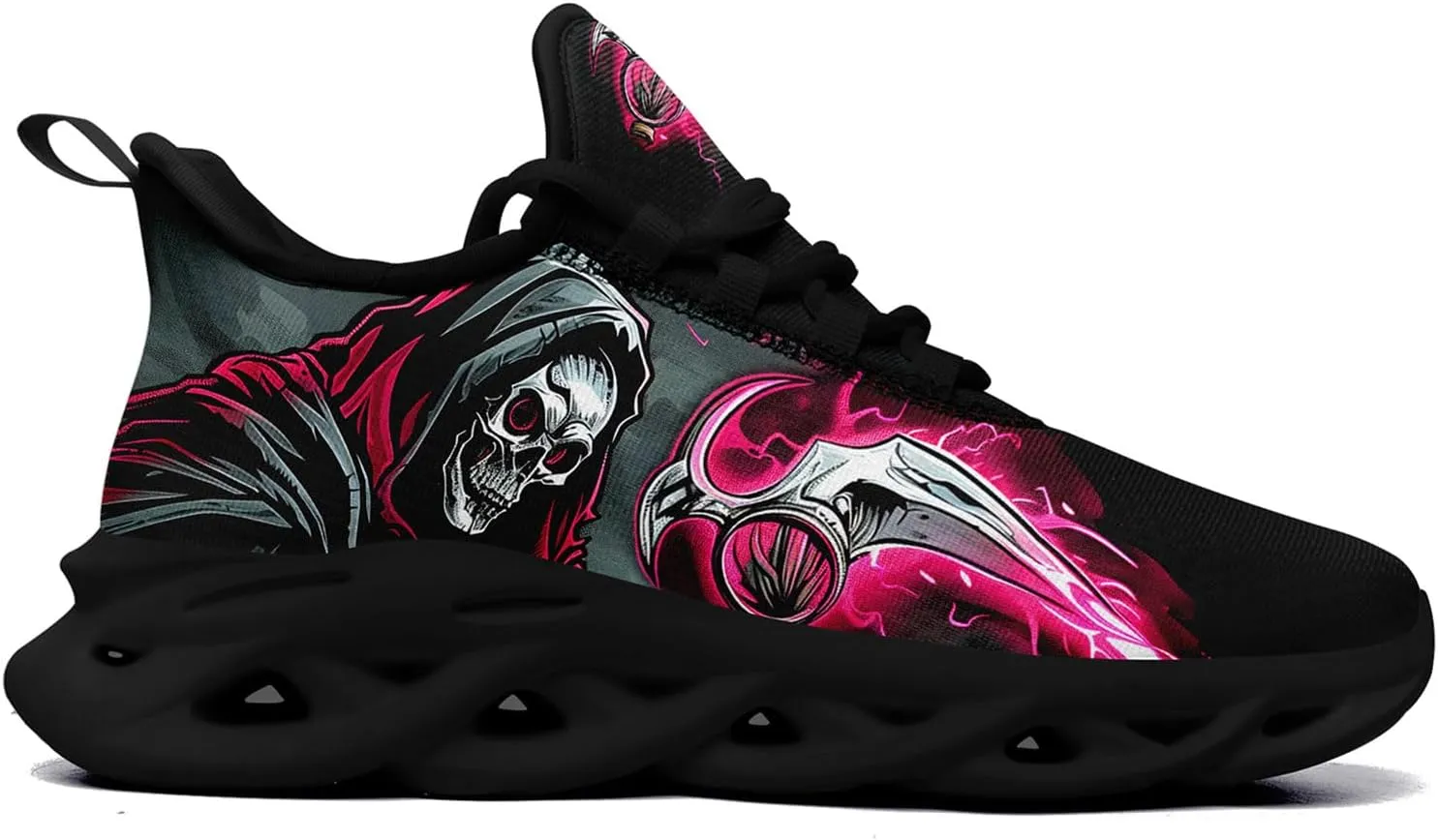 Skull Road Running Shoes for Men Women Athletic Cushioned Durable Sport Tennis Shoes Cool Scythe Cross-Training Sneakers