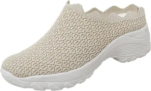 Slip On Shoes for Women Summer Fashion Wedge Shoes Breathable Fly Woven Mesh Shoes Arch Support Shoes