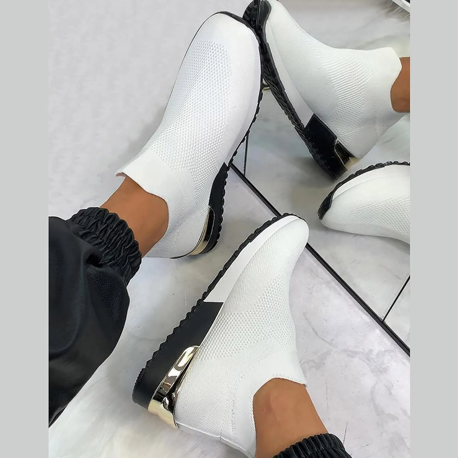 Slip On Sneakers Women Arch Support White Fashion Sneakers for Women 2023 Slip On Gym Shoes for Women Womens Running Shoes Size 11 Black Slip On Sneakers Women Black