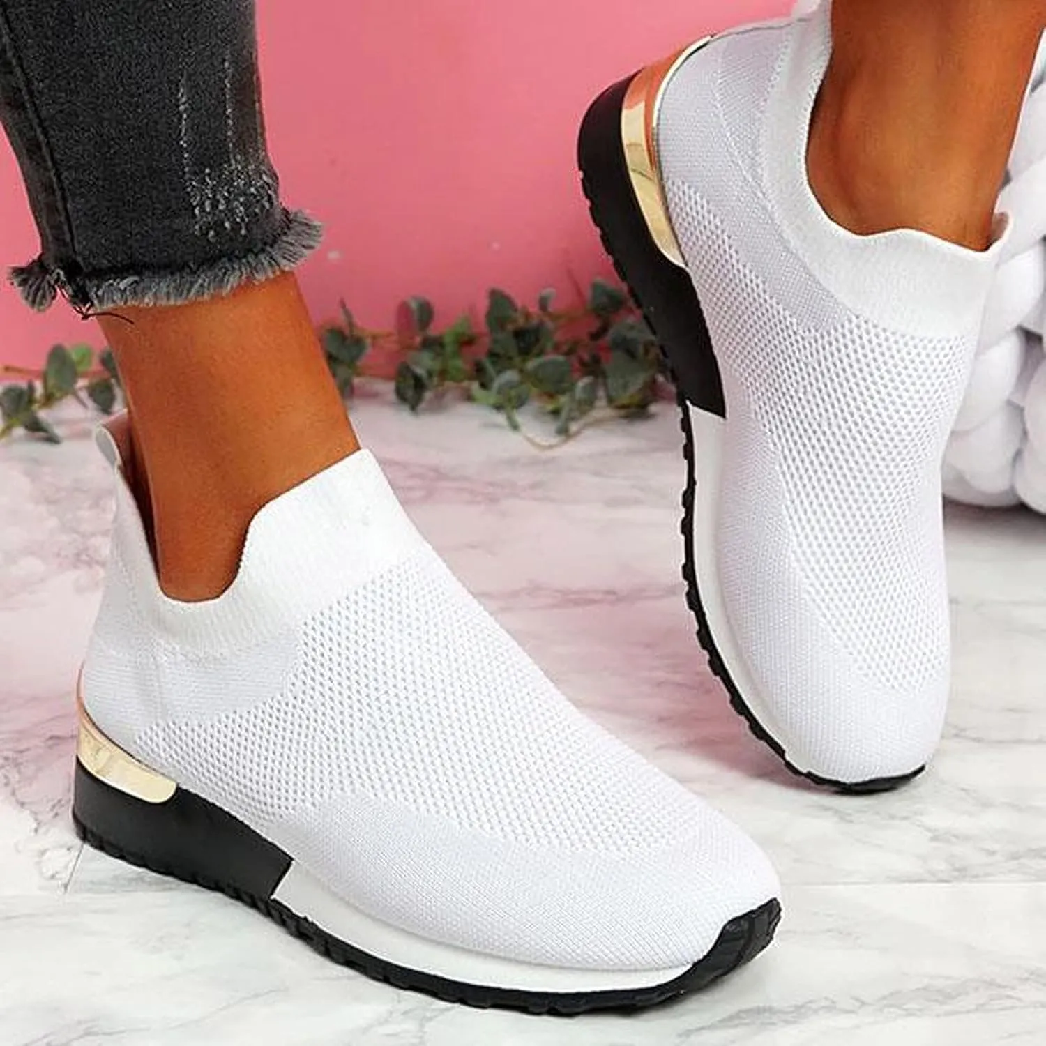 Slip On Sneakers Women Arch Support White Fashion Sneakers for Women 2023 Slip On Gym Shoes for Women Womens Running Shoes Size 11 Black Slip On Sneakers Women Black