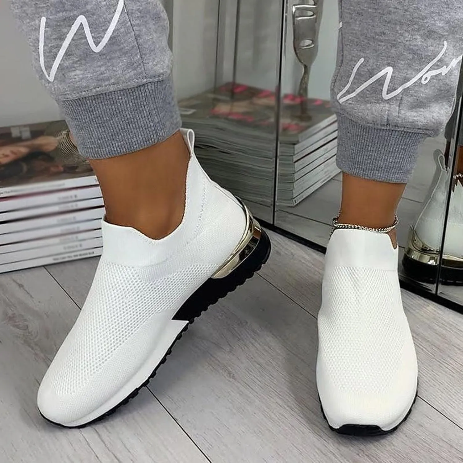 Slip On Sneakers Women Arch Support White Fashion Sneakers for Women 2023 Slip On Gym Shoes for Women Womens Running Shoes Size 11 Black Slip On Sneakers Women Black