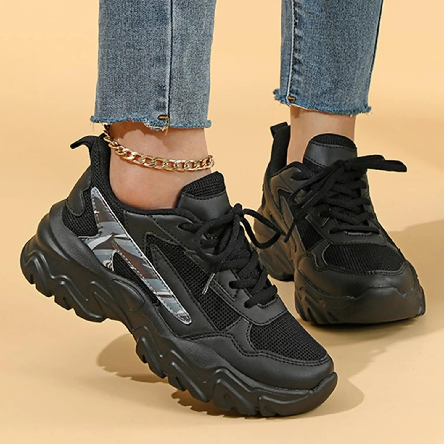Sneakers for Women Fashion Platform White Zapatos Antideslizante Para El Invierno De Mujeres Womens Casual Shoes Black Sneakers Women Trendy Women Athletic Shoes Walking Running Shoes