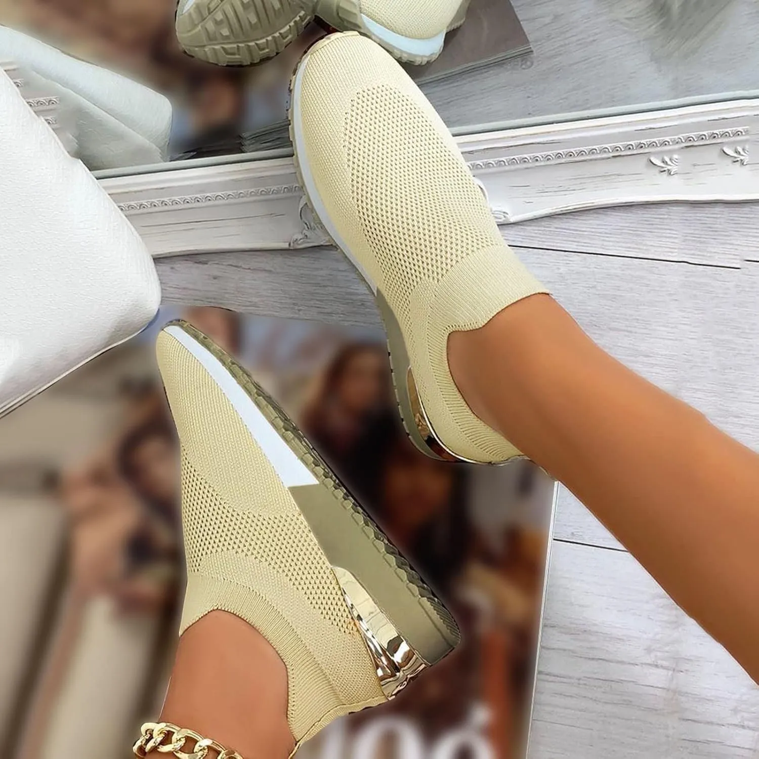 Sneakers for Women Running Shoes Slip On Casual Walking Shoes Women Wide Feet Casual Shoes Slip On Shoes Sneakers Waterproof Tennis Shoe Loafers Casual Slip On