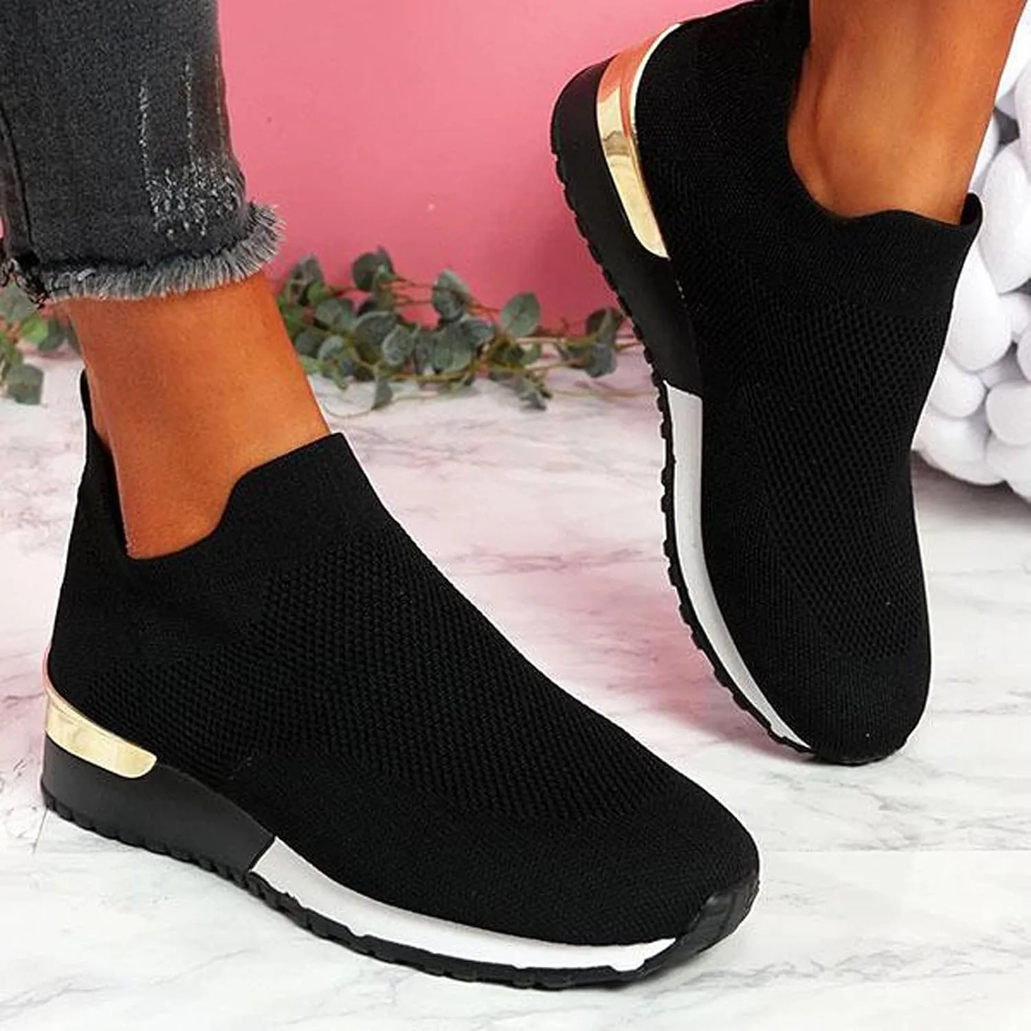 Sneakers for Women Running Shoes Slip On Casual Walking Shoes Women Wide Feet Casual Shoes Slip On Shoes Sneakers Waterproof Tennis Shoe Loafers Casual Slip On