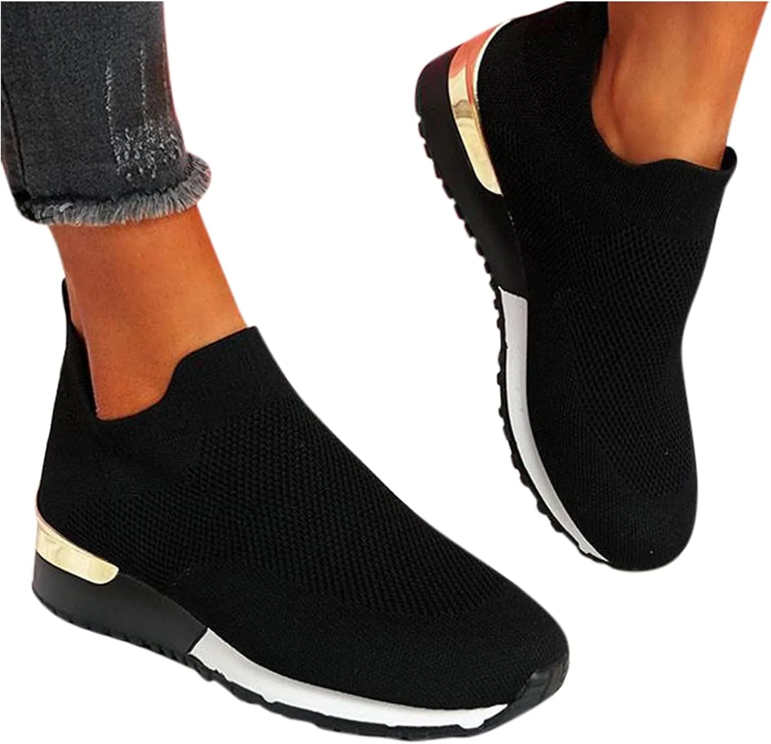 Sneakers for Women Running Shoes Slip On Casual Walking Shoes Women Wide Feet Casual Shoes Slip On Shoes Sneakers Waterproof Tennis Shoe Loafers Casual Slip On