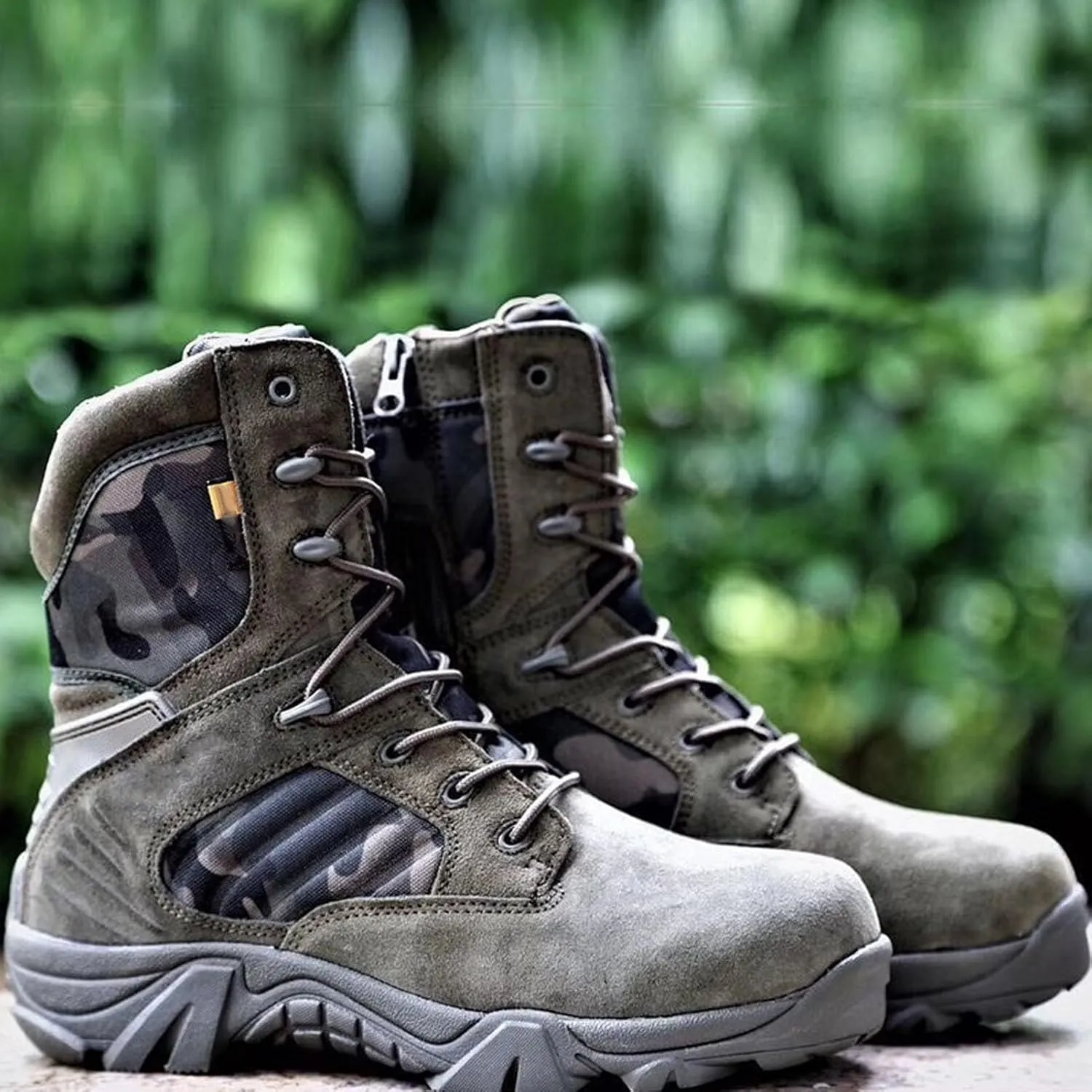 Tactical Combat Boots with Side Zipper | Waterproof, Slip-Resistant, Lightweight Military Boots for Hiking, Trekking, & Work