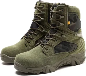 Tactical Combat Boots with Side Zipper | Waterproof, Slip-Resistant, Lightweight Military Boots for Hiking, Trekking, & Work