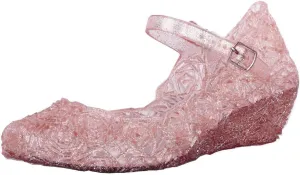 Toddler Girl Shoes, Kids Princess Costumes Jelly Flats Shoes, Little Girls Cosplay Birthday Party Dress Up Sandals