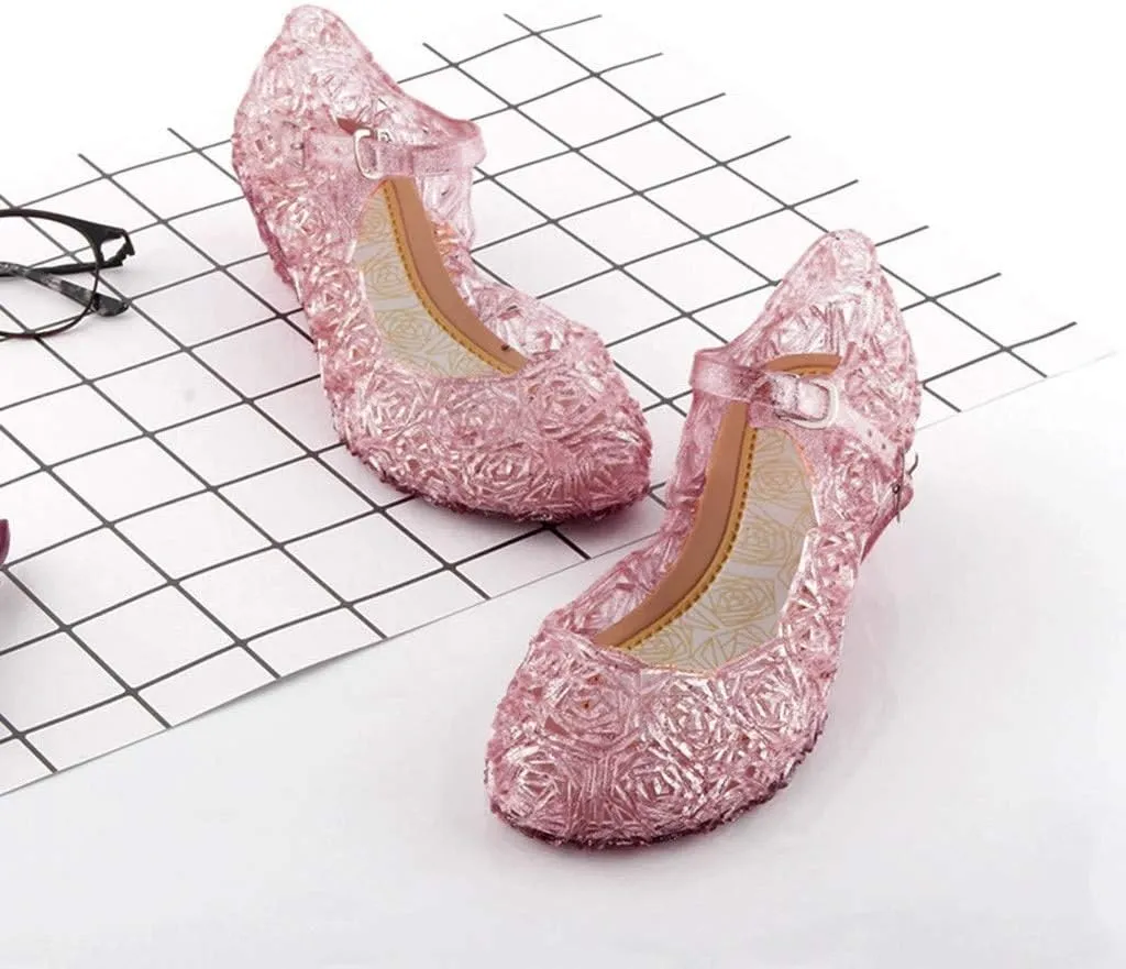 Toddler Girl Shoes, Kids Princess Costumes Jelly Flats Shoes, Little Girls Cosplay Birthday Party Dress Up Sandals