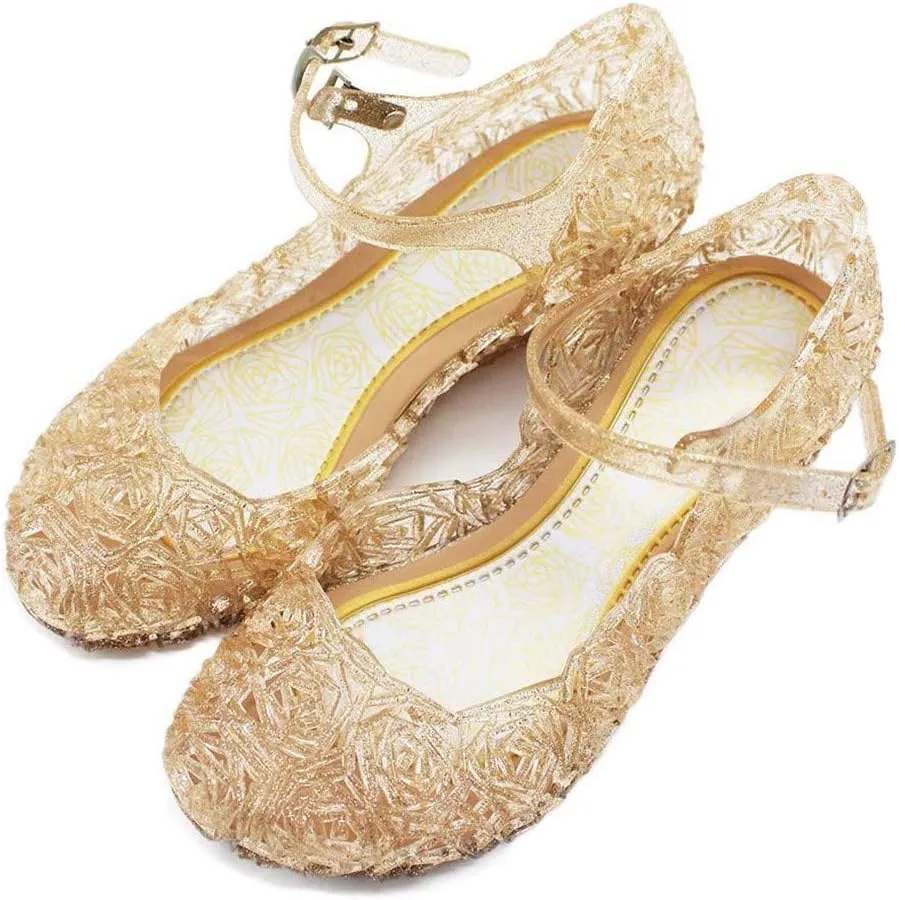 Toddler Girl Shoes, Kids Princess Costumes Jelly Flats Shoes, Little Girls Cosplay Birthday Party Dress Up Sandals