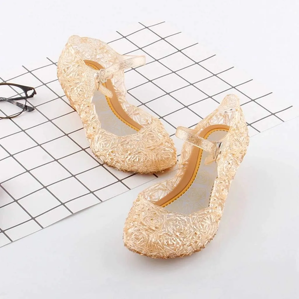 Toddler Girl Shoes, Kids Princess Costumes Jelly Flats Shoes, Little Girls Cosplay Birthday Party Dress Up Sandals