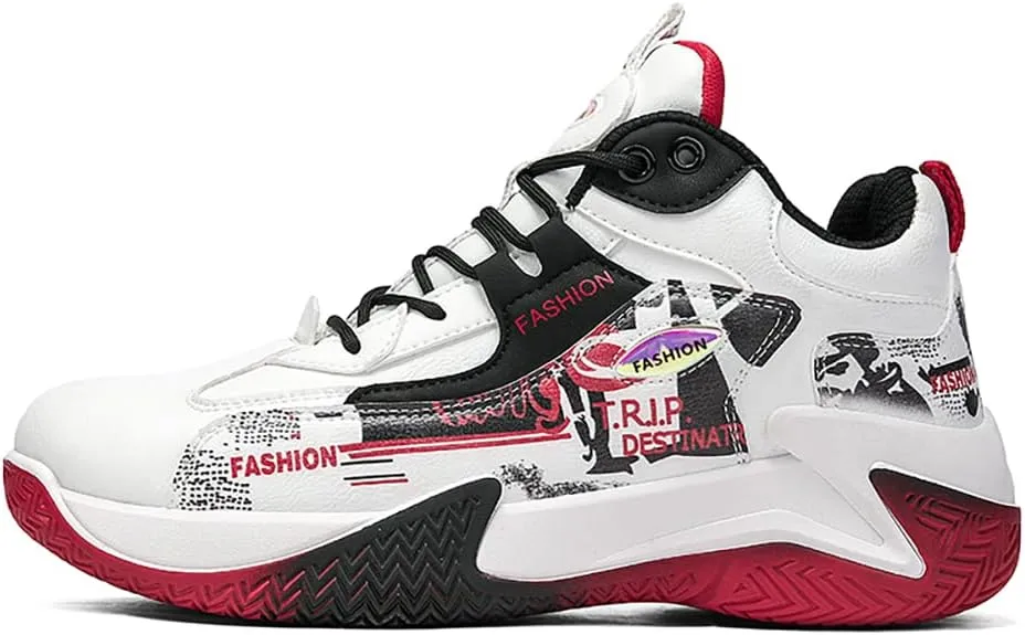 Unisex Youth High Top Breathable & Anti-Slip Fly-Weaving Basketball Shoes Absorption for Running, Training, Tennis and More