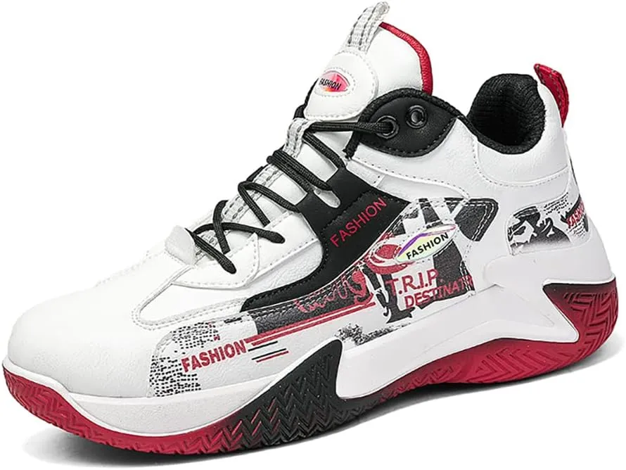 Unisex Youth High Top Breathable & Anti-Slip Fly-Weaving Basketball Shoes Absorption for Running, Training, Tennis and More