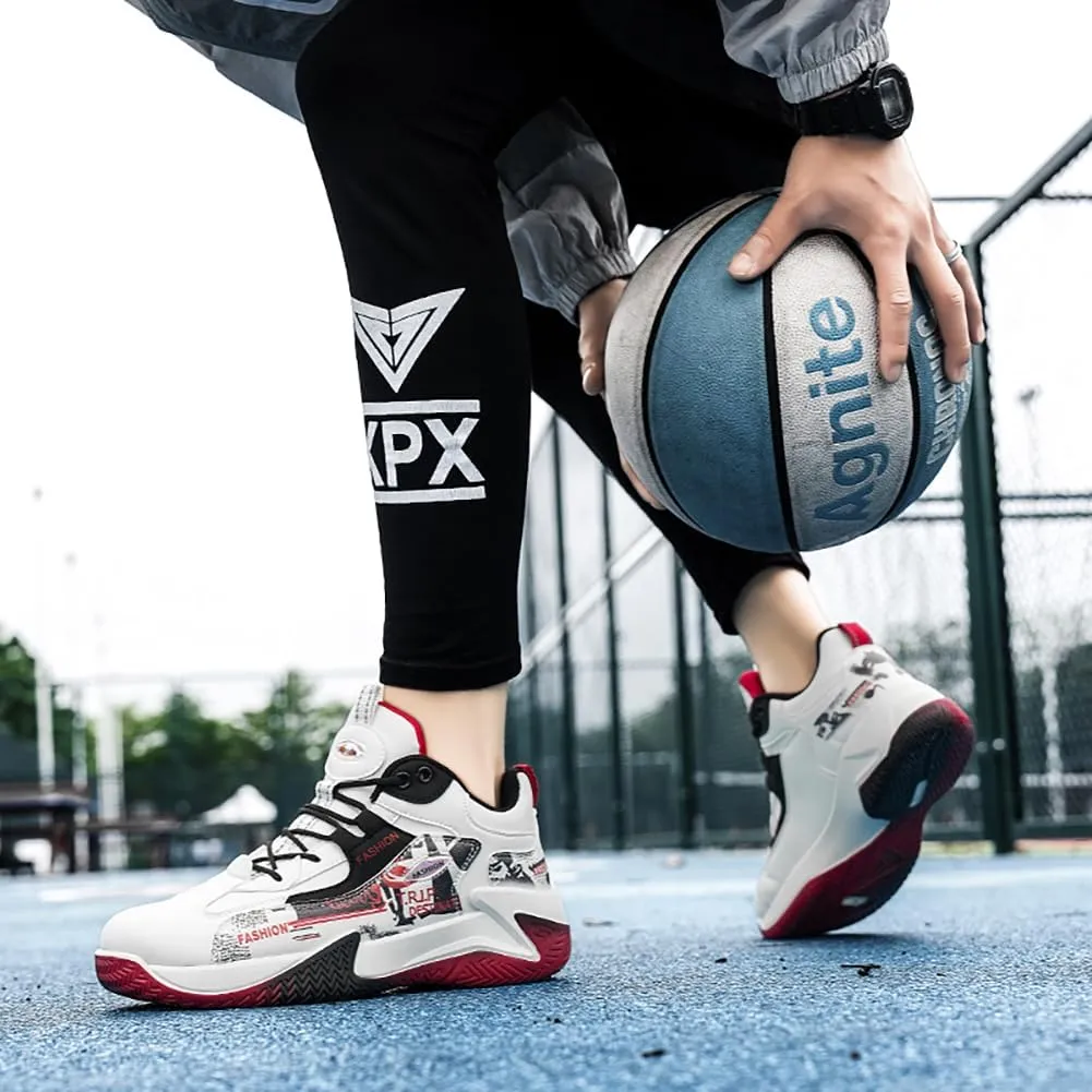 Unisex Youth High Top Breathable & Anti-Slip Fly-Weaving Basketball Shoes Absorption for Running, Training, Tennis and More