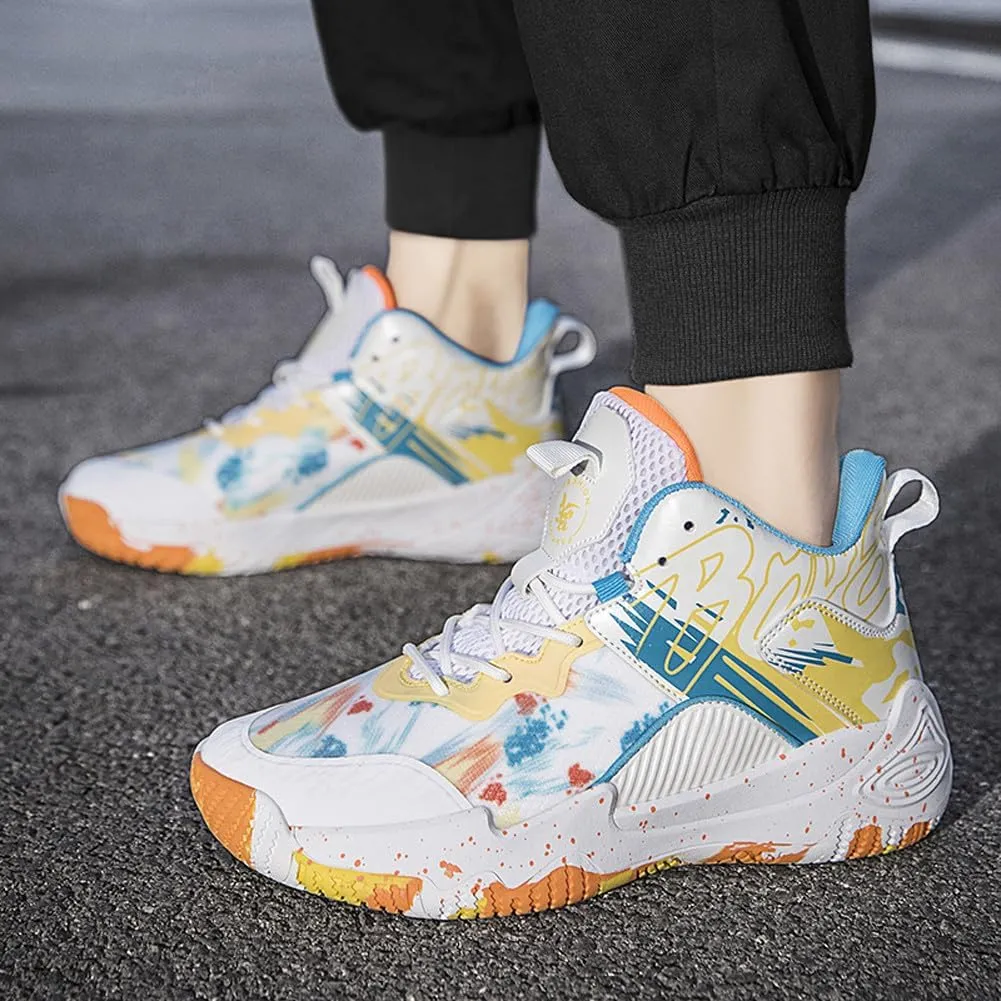 VAXAV Unisex Women's Men's Fashion High Top Basketball Shoes Non Slip Outdoor Tennis Sneakers