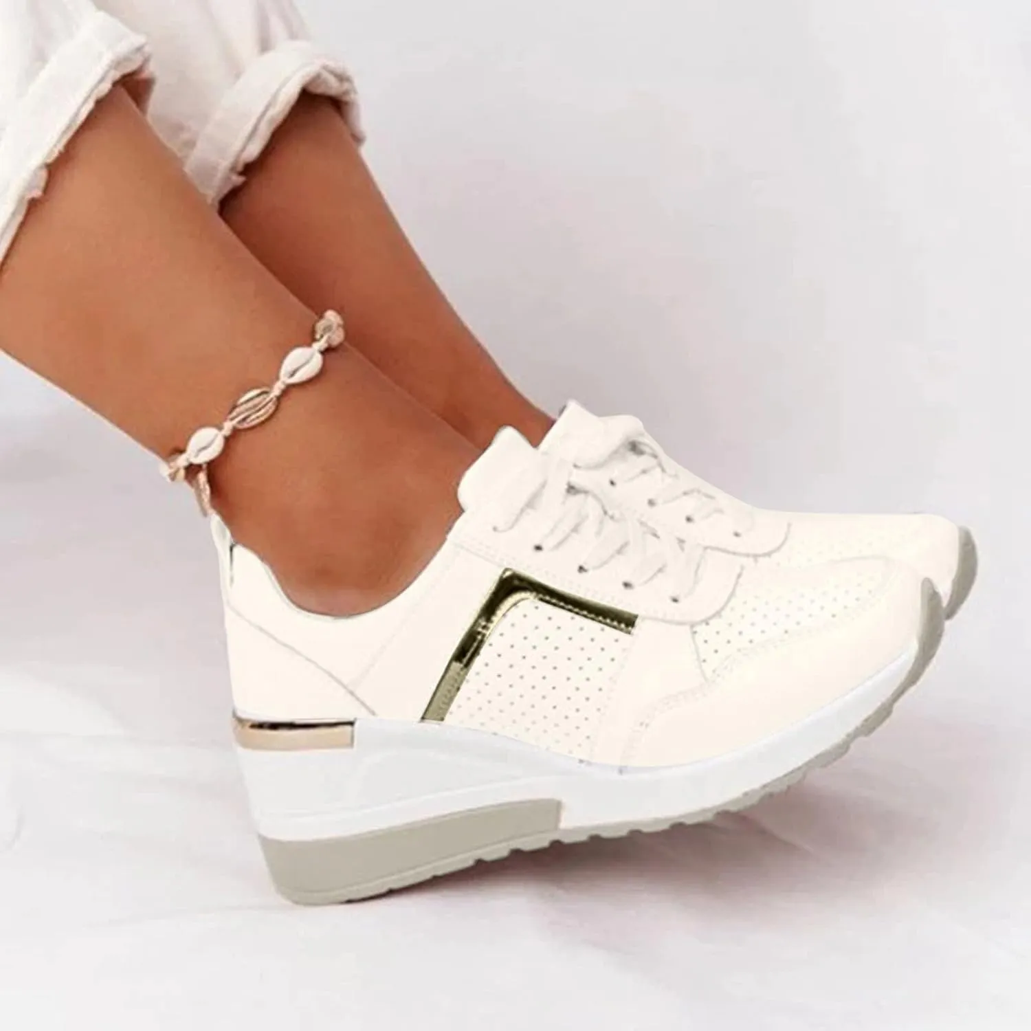 Wedges Sneakers for Women Pull On Sneakers Womens with Good Arch Support Black Shoes Women Dressy Closed Toe Black High Top Sneakers for Women Black Non Slip Tennis Shoes for Women