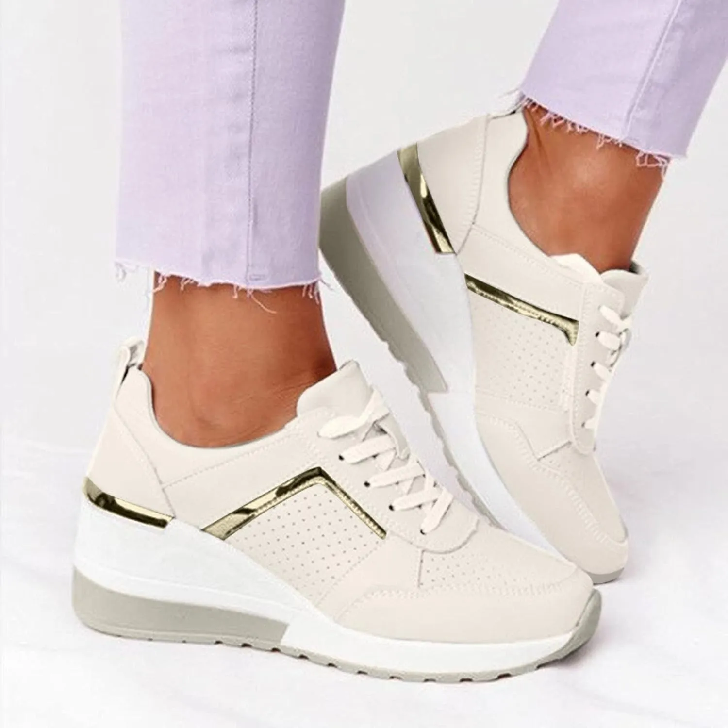 Wedges Sneakers for Women Pull On Sneakers Womens with Good Arch Support Black Shoes Women Dressy Closed Toe Black High Top Sneakers for Women Black Non Slip Tennis Shoes for Women
