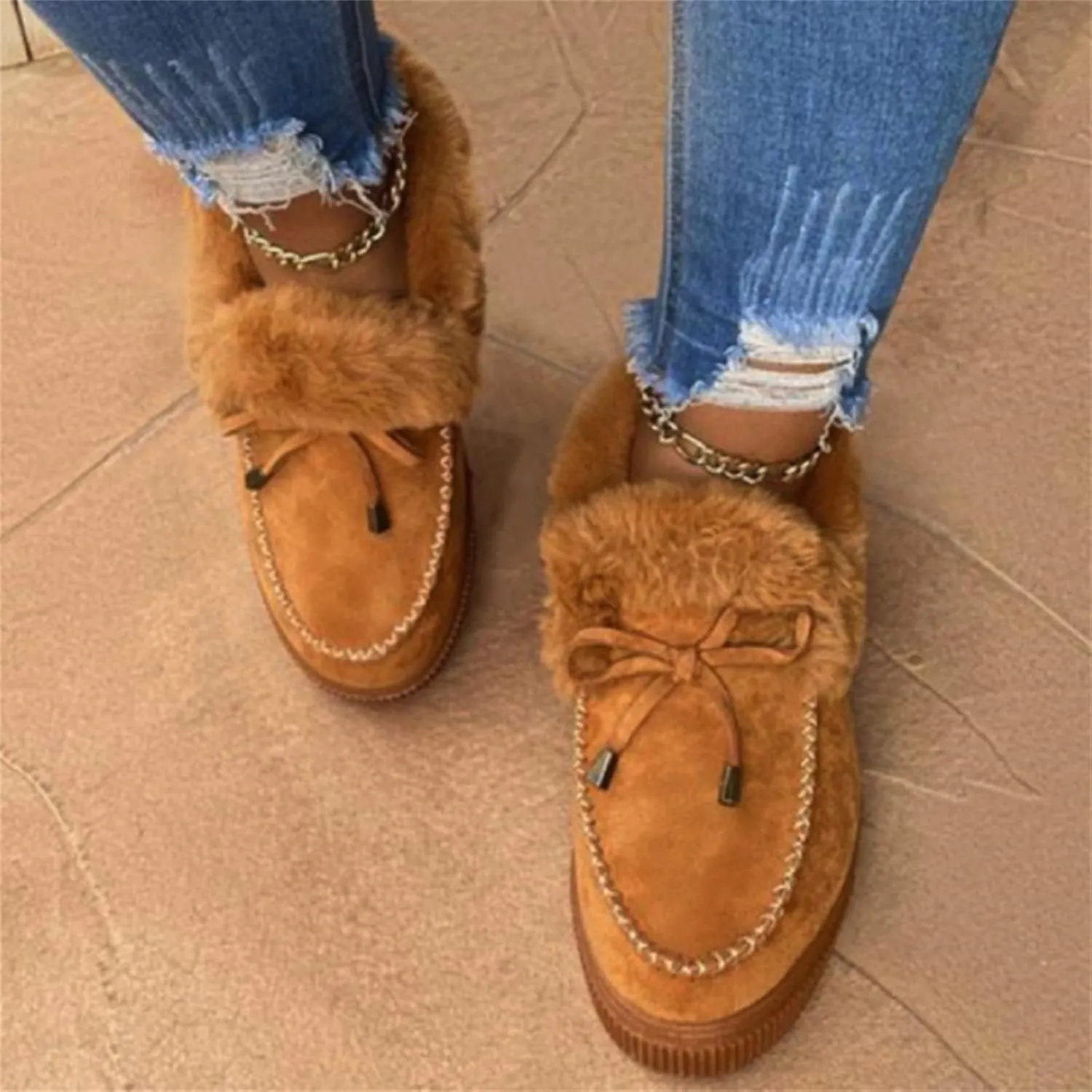Winter Boots For Women 2024 Snow Boots Warm Ankle Booties Comfortable Slip On Outdoor Fur Lined Walking Loafers Shoes