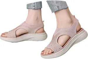 Women's Comfortable Open Toe Sandals For Casual Wear Travel Beach Wedding Slip On Flat Shoes Lightweight
