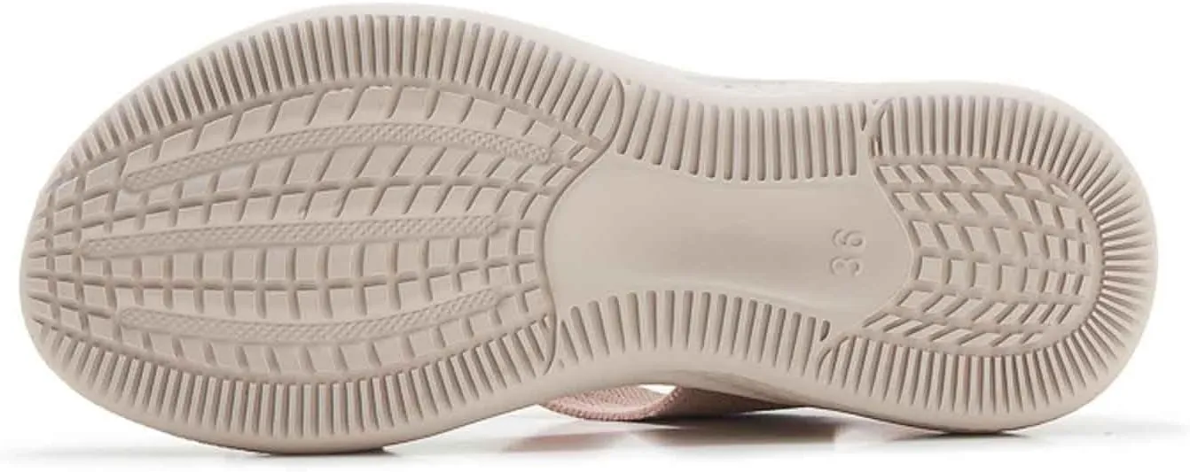 Women's Comfortable Open Toe Sandals For Casual Wear Travel Beach Wedding Slip On Flat Shoes Lightweight