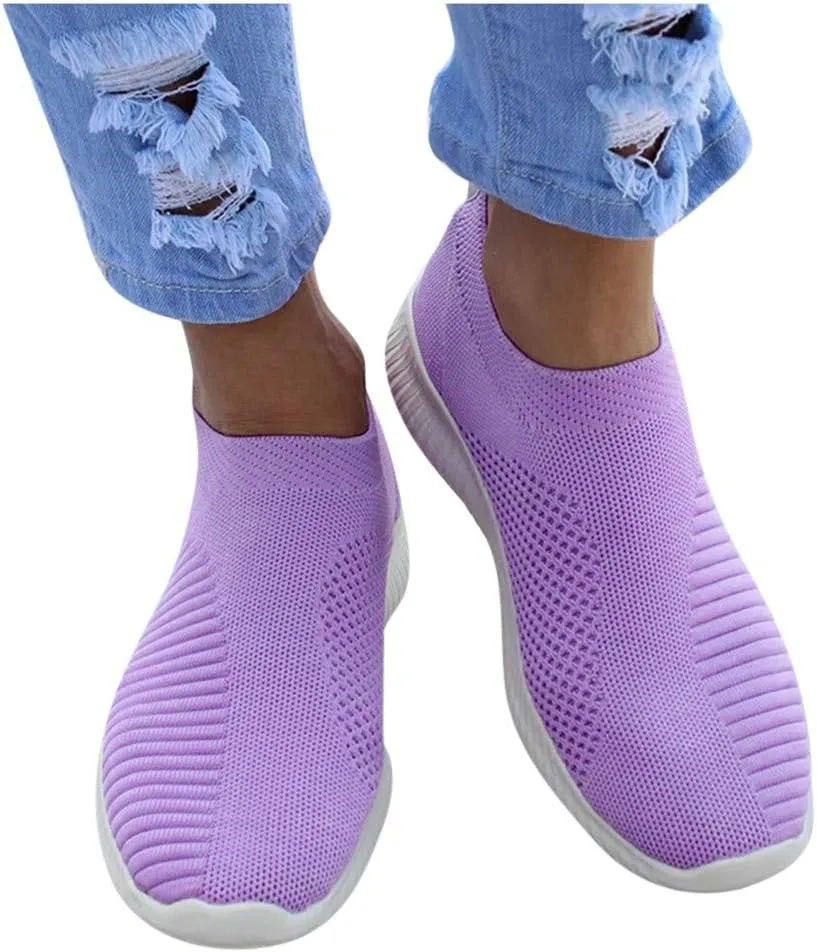 Womens Slip on Trainers Lightweight Running Walking Shoes Ladies Mesh Lightweight Breathable Sneakers