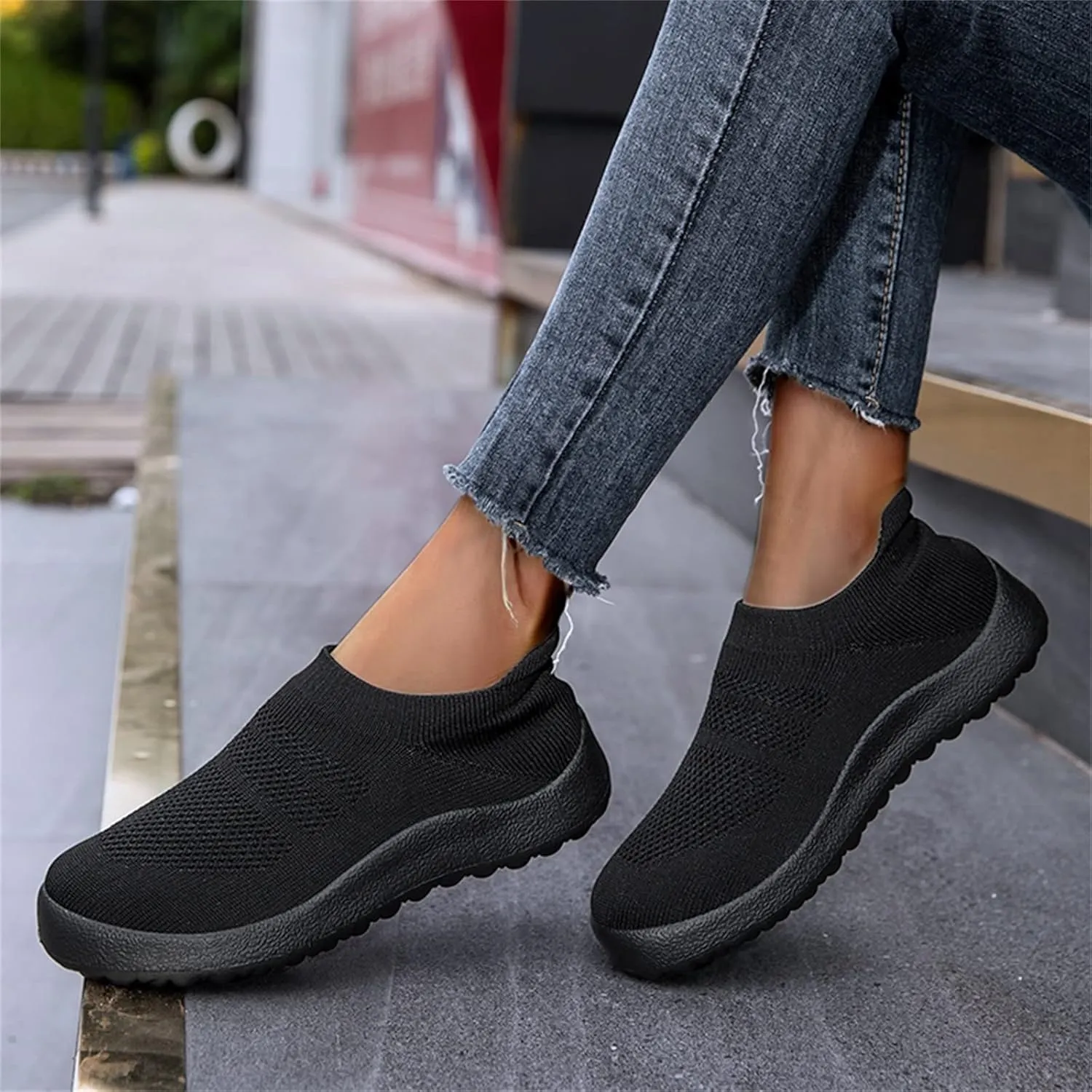 Womens Slip On Walking Shoes Non Slip Running Shoes Non Slip Work Shoes Women Comfort Men Shoes Casual Slip On Sneakers Red Tennis Shoe Loafers Casual Slip On