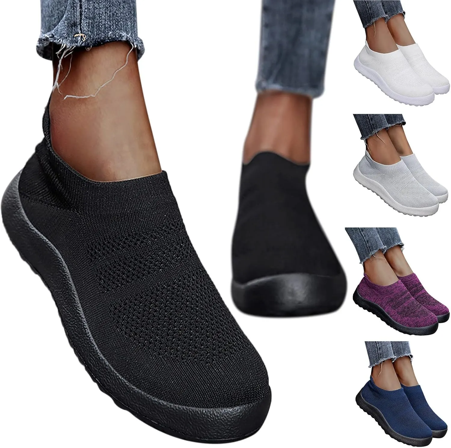 Womens Slip On Walking Shoes Non Slip Running Shoes Non Slip Work Shoes Women Comfort Men Shoes Casual Slip On Sneakers Red Tennis Shoe Loafers Casual Slip On