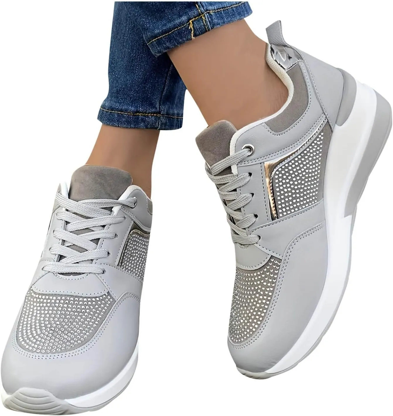Womens Slip On Walking Shoes Non Slip Running Shoes Thick Bottom Flat Breathable Workout Lightweight Sneakers