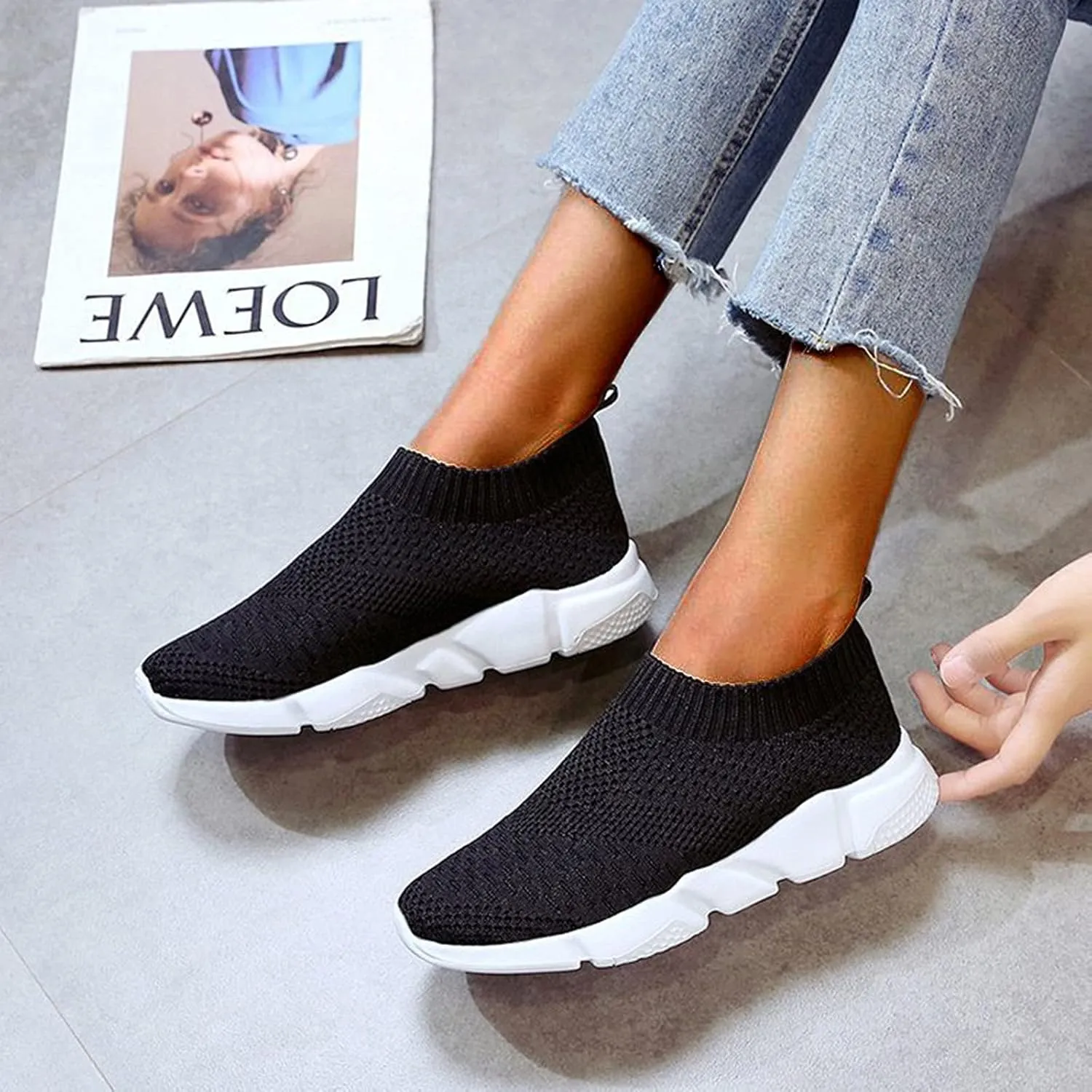 Women's Sneakers Wide Width Comfy Walking Shoes for Women Slip On Slip On Shoes for Elderly Women Wide Width Womens Sneakers Black Sole Slip On White Sneakers Women Fashion