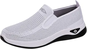 Women's Woven Orthopedic Breathable Soft Shoes Slip On Arch Support Walking Flying Sneakers Comfortable Wide Width Walking Shoes