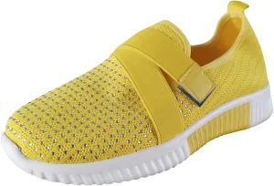 ZSpzx Arch Support Mesh Flats Shoes for Women Comfort Walking Sneakers Slip On Lightweight Comfy Breathable Slip On Shoes with Elastic Band Mesh Trainers Casual Low Top Shoes for Jogging Running